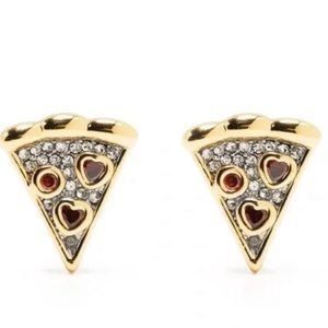 kate spade Gold Pizza Slice Stud Earrings with Red Heart Accents
